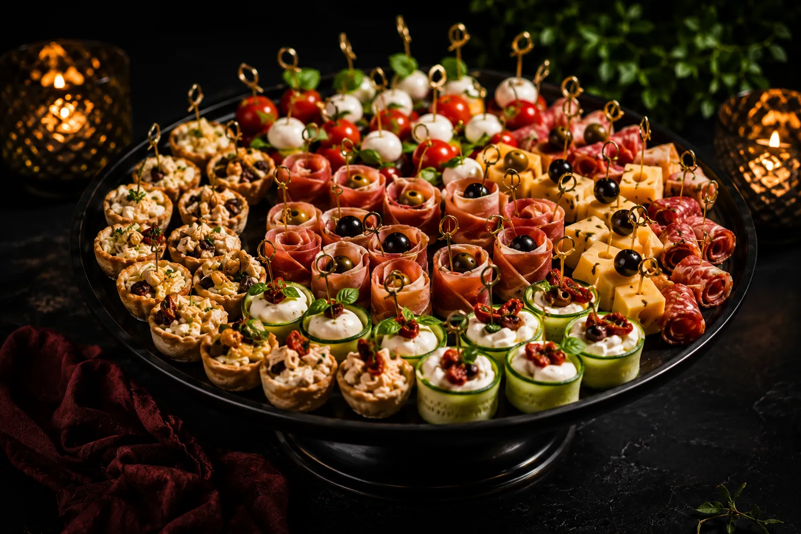 Eleganckie przekąski na paterze na przyjęcie - catering Tychy