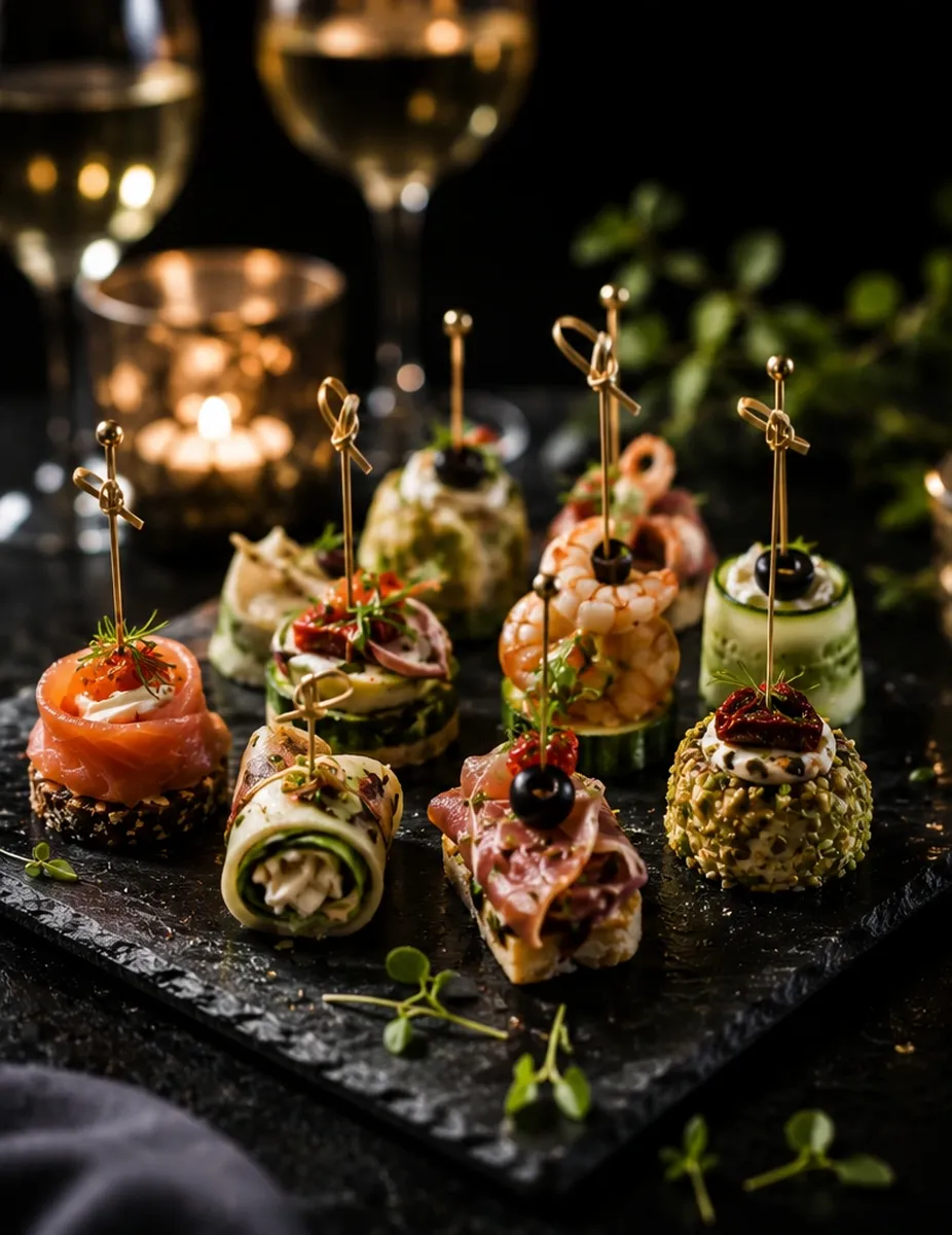 Kolorowe mini przekąski finger food na przyjęcie